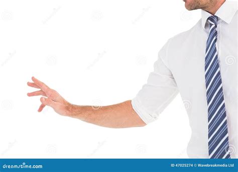 Businessman Holding His Hand Out Stock Photo Image Of Studio Presenting