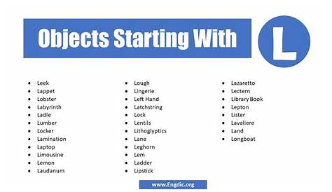 objects that start with l