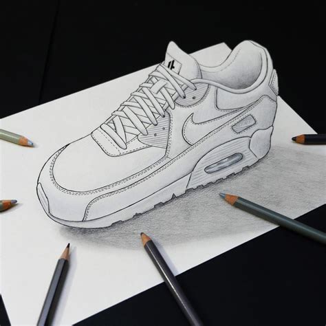 3d Nike Air Max Drawing By Brandon Hartshorn Nike Air Max Nike Air