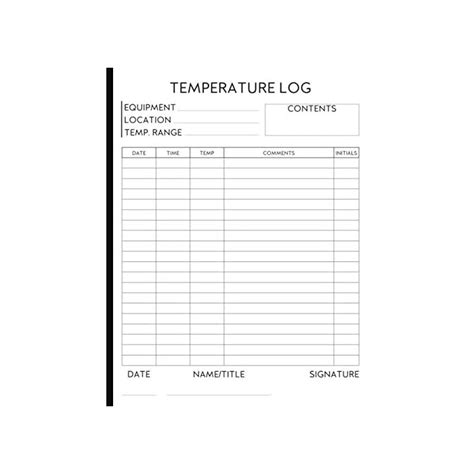 Buy Temperature Log Daily Refrigerator Temperature Log Book