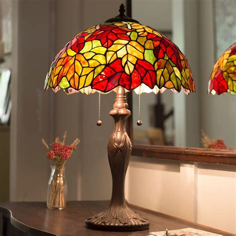 Maple Leaves Stained Glass Table Lamp Harvest Cracker Barrel Old