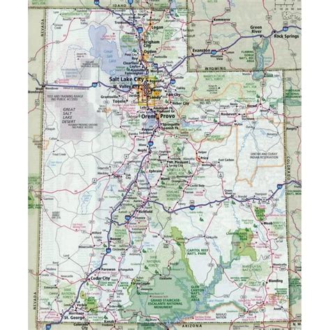 Laminated Map Large Detailed Roads And Highways Map Of Utah State