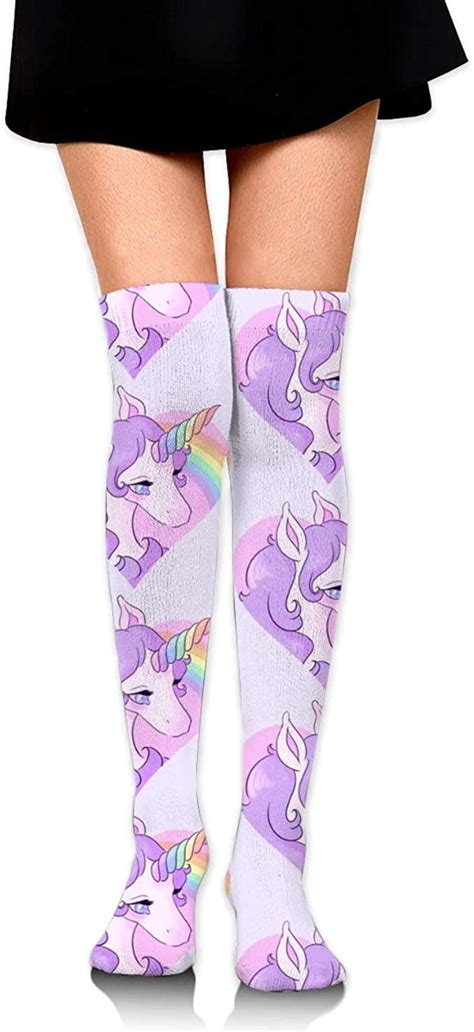 Amazon Com Personalized Socks With Cute Rainbow Unicorn Print Over Knee Socks Thigh High Long