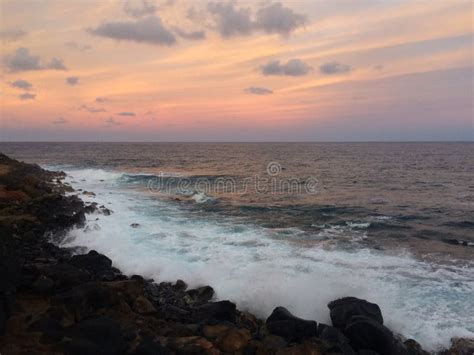Sunset On East Coast Of Kauai Island Hawaii Stock Photo Image Of