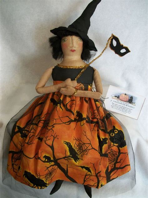 Primitive Doll~folk Art~halloween~pattern~witch ~ By Dumplinragamuffin