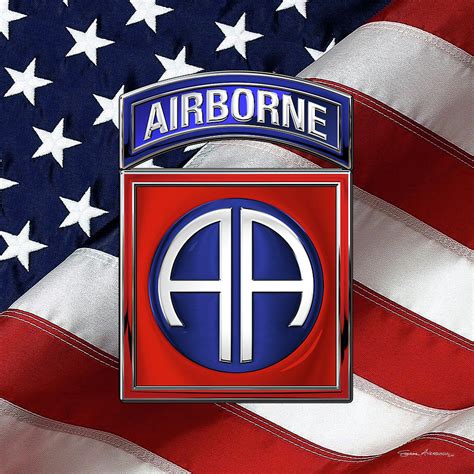 82nd Airborne Division 82 A B N Insignia Over American Flag Digital