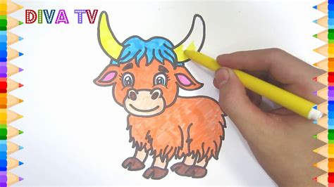 How To Draw Cute Yak Drawing Tutorial Step By Step For Children Youtube