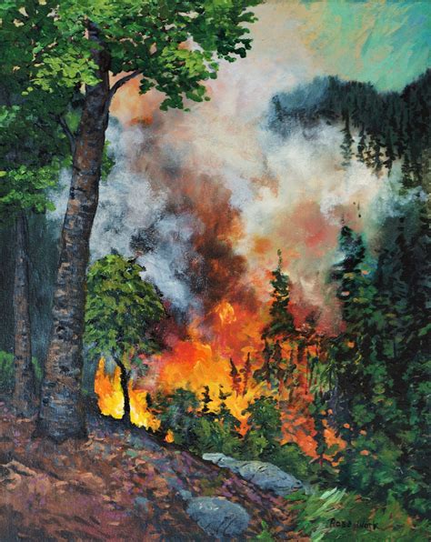 Original Acrylic Painting Forest Fire Original Art Fire In The Bush