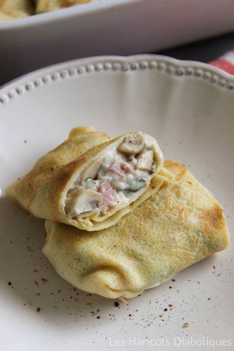 Crêpes fourrées au jambon et aux champignons