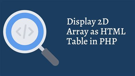 Display 2d Array As Html Table In Php Tech Fry