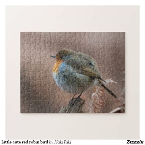 Spot goldfinches, sparrows, bullfinches, and more as they tuck in to some tasty treats. Little cute red robin bird jigsaw puzzle | Zazzle.com ...