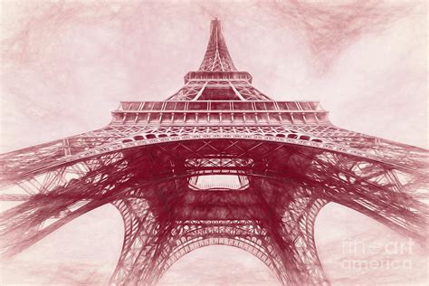Under The Eiffel Tower Paris Red Sketch Photograph By Liesl Walsh
