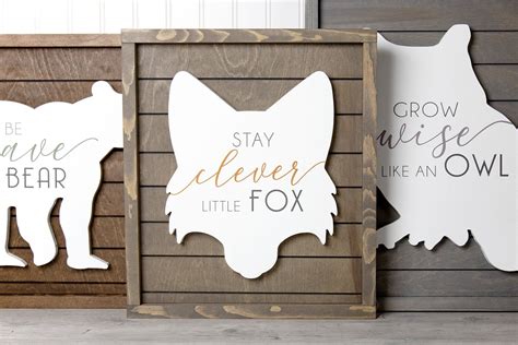 Woodland Nursery Stay Clever Little Fox Sign Forest Decor Animal