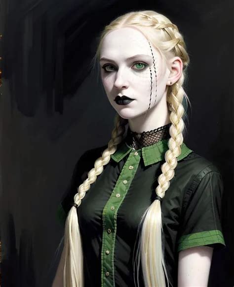 Facial Portrait Of A Goth Girl Pale Skin Blonde Ha Openart