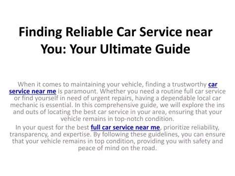 Ppt Finding Reliable Car Service Near You Your Ultimate Guide