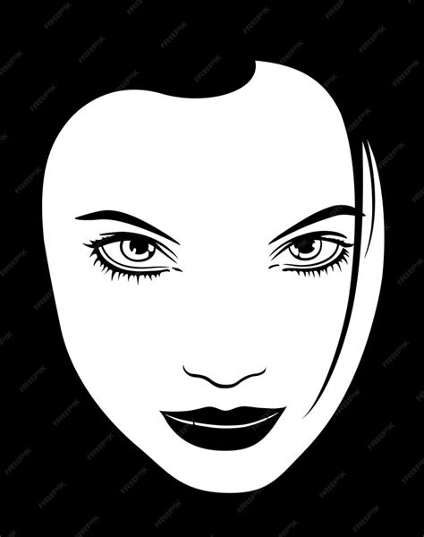 Premium Vector Female Face Black White Blue Eyes Red Lips Silhouette