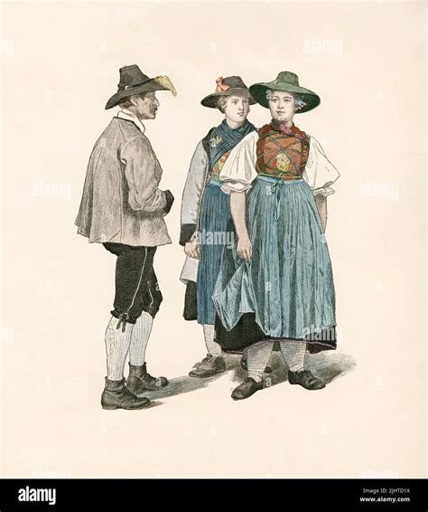 Tyrolean Folk Dress Alpbach Late 19th Century Illustration The