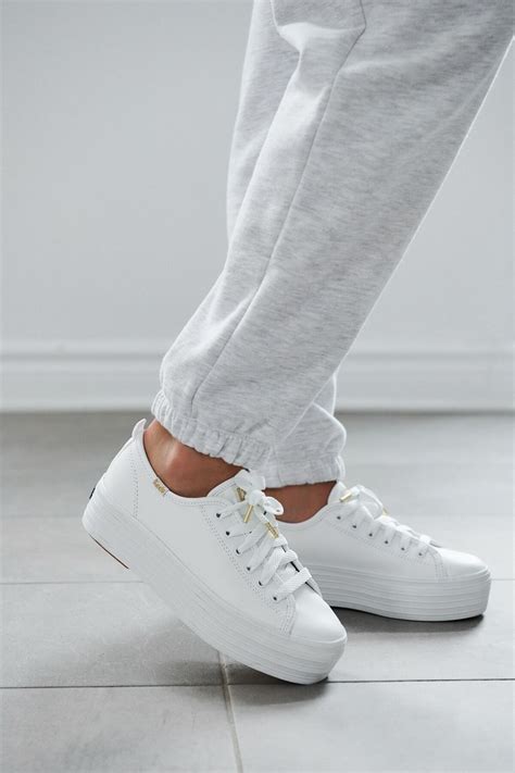 Keds Triple Up Leather Platform Sneakers White Garage