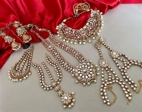 Indian Bridal Jewelry Set Full Bridal Set Kundan Necklace Set Indian Jewelry Meenakari Bollywood