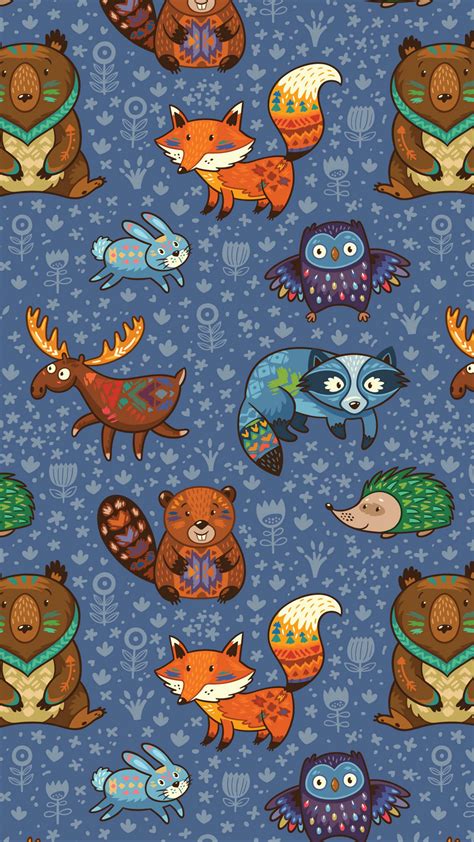 Download Wallpaper 2160x3840 Animals Pattern Colorful Vector Samsung