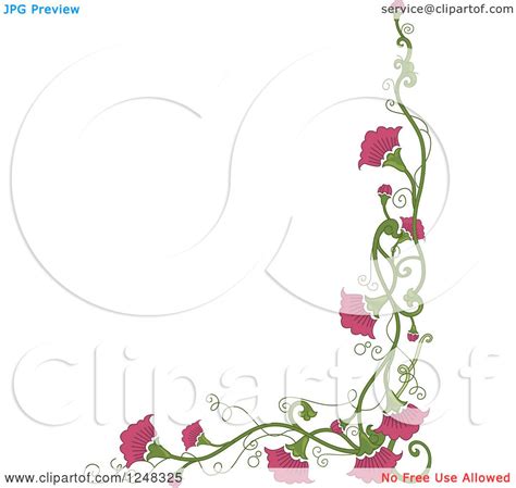 Clipart Of A Pink Floral Vine Border Royalty Free Vector Illustration