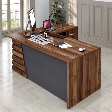 Atlas 79″ Modern Home And Office Furniture Desk Brown And Black Casa Mare