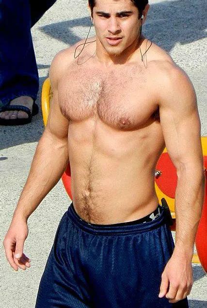 Shirtless Male Beefcake Hairy Chest Hunk Athletic Muscular Dude Photo