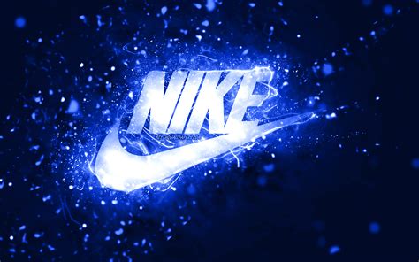 Descargar Fondos De Pantalla Logo Bleu Foncé Nike 4k Néons Bleu Foncé