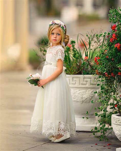 Bohemian Flower Girl Dress Flower Girl Dresses Vintage Rustic Flower