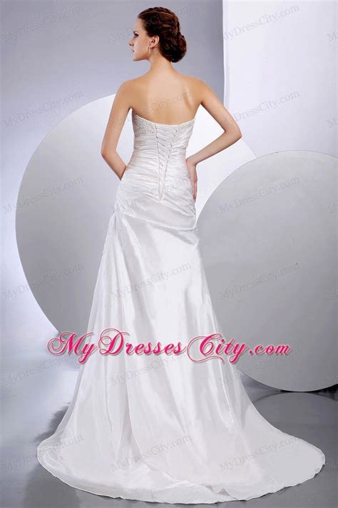 Court Train Elegant Wedding Dress With Beading And Ruching