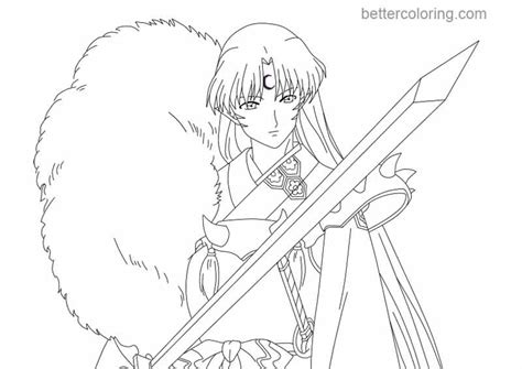 InuYasha Coloring Pages Sesshomaru Lineart By Soul612 Free Printable