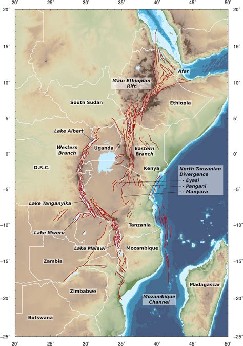 Map Of The East Africa Rift System Ears White Lines Show National