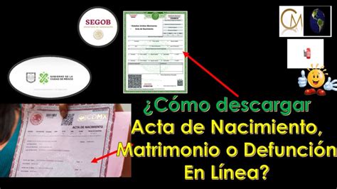 C Mo Descargar Acta De Nacimiento Matrimonio O Defunci N En L Nea Youtube