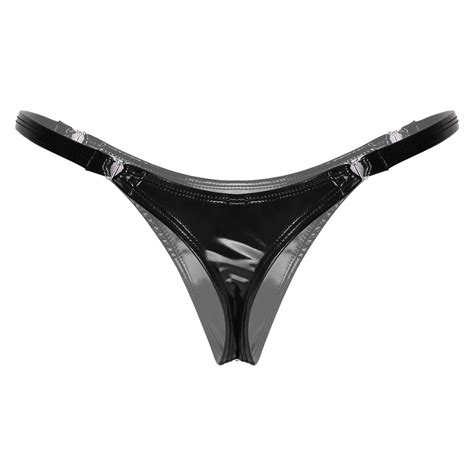Women Pu Leather Briefs Heart Shape Buckle Shiny G String Thong Underwear Pantie Ebay
