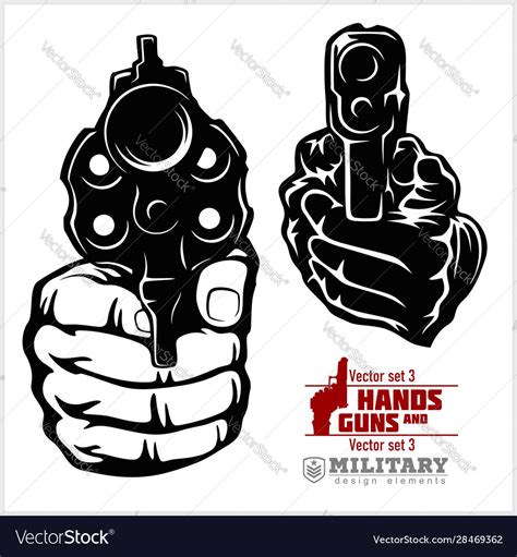 Hands With Guns Pistol Pointed At Gunpoint Vector Image