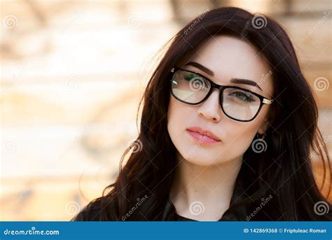 Portrait Of A Beautiful Hipster Girl In Glasses Concept Beautiful Eyes Beautiful Smile Vision