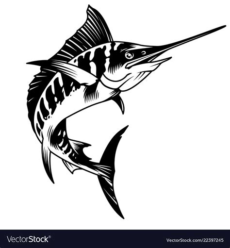 Vintage Monochrome Marlin Fish Concept Royalty Free Vector