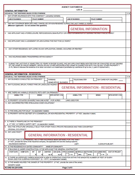 Acord 84 201309 Dwelling Fire Application Form