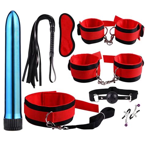 vibrating bar leather whip 8 sets plush suit vibrator handcuffs vibration clamps sm game kit sex