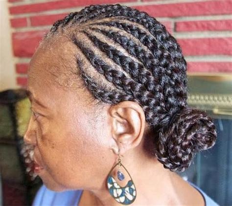 It comes with fun highlights to create accents on the textured layers. 39 cornrows with a braided bun for older black women ...