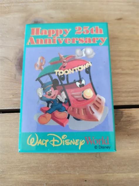Walt Disney World Happy 25th Anniversary Toontown Button Pin Excellent