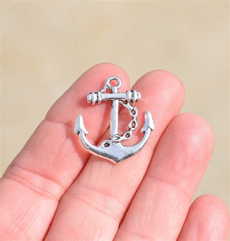 Bulk 20 Anchor With Chain Silver Tone Charms Sc6420 Etsy