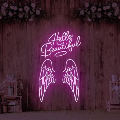 Hello Beautiful Angel Wings Led Neon Sign Neon Direct