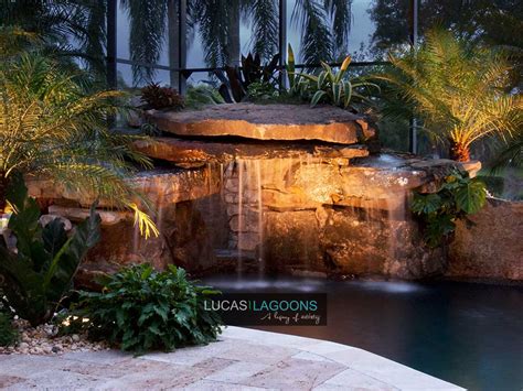 Sarasota Florida Swimming Pool Remodel Stone Waterfalls