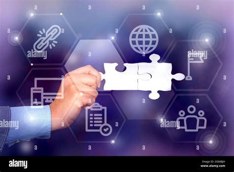 Hand Holding Jigsaw Puzzle Piece Unlocking New Futuristic Technologies