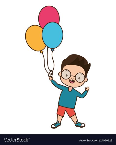 Young Boy Holding Balloons Royalty Free Vector Image