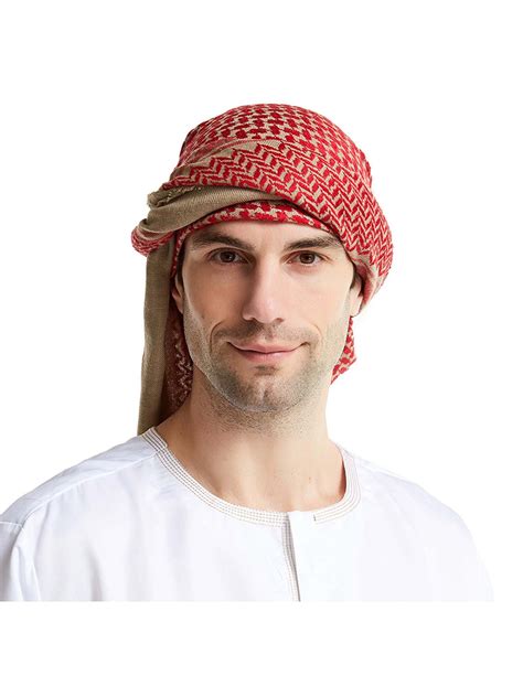 Lallc Men Muslim Hijab Scarf Turban Islamic Keffiyeh Arab Headwrap