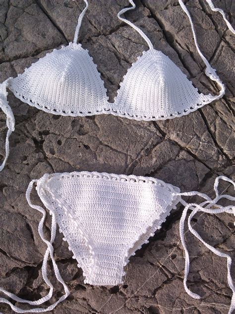crochet bikini set in milky white can be made in any color etsy