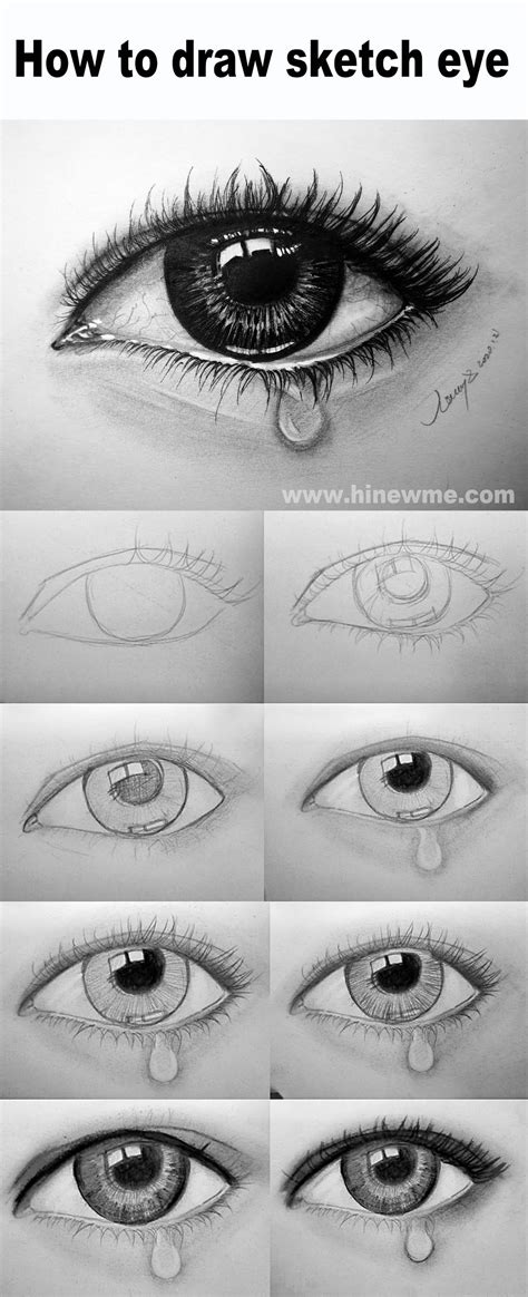 Female face drawing step by step. How to draw sketch crying eye step by step in 2020 | Eye ...