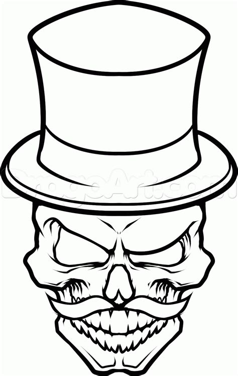 Make sure that the one inside is similar to the other. Skull With Top Hat Drawing at GetDrawings | Free download